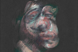 Francis Bacon. Detail from Study for Three Heads. 1962. Oil on canvas, three panels; each panel 14 1/8 × 12 1/8&#34; (35.9 × 30.8 cm). The William S. Paley Collection. © 2022 Estate of Francis Bacon/Artists Rights Society (ARS), New York/DACS, London