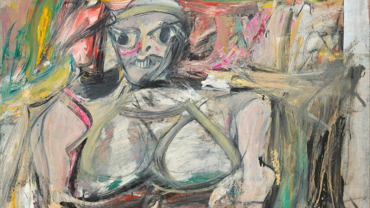 Willem de Kooning. Woman I. 1950–52. Oil and metallic paint on canvas, 6&#39; 3 7/8&#34; x 58&#34; (192.7 x 147.3 cm). Purchase. © 2021 The Willem de Kooning Foundation / Artists Rights Society (ARS), New York