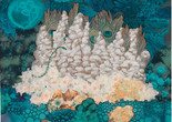 Meret Oppenheim. Octopus’s Garden. 1971. Collage and blue film, 26 3/4 × 26 3/8&#34; (68 × 67 cm). Private collection. © 2022 Artists Rights Society (ARS), New York/Pro Litteris, Zurich