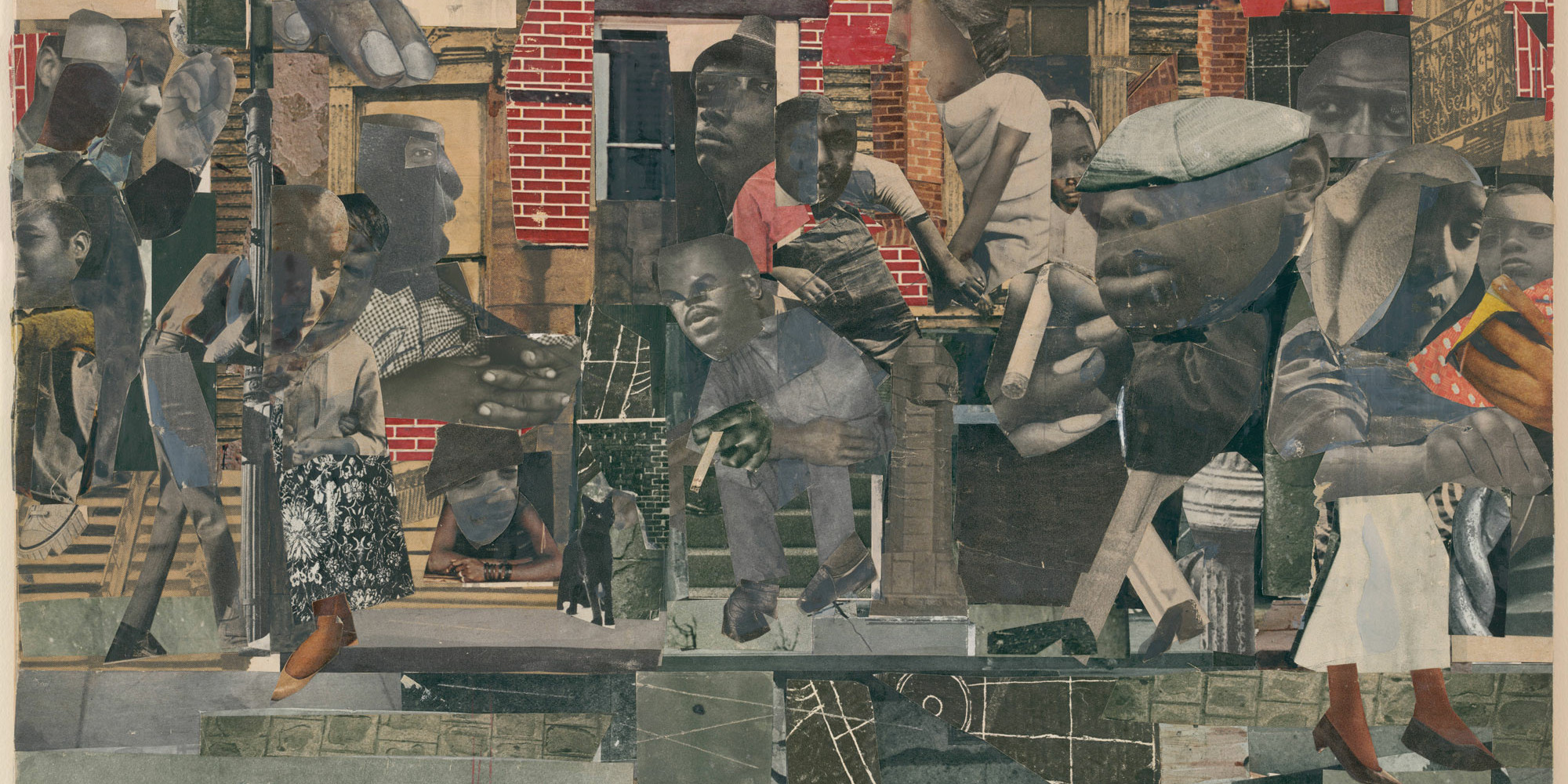 Romare Bearden. The Dove. 1964. Cut-and-pasted printed paper, gouache, pencil, and colored pencil on board, 13 3/8 × 18 3/4" (33.8 × 47.5 cm). The Museum of Modern Art, New York. Blanchette Hooker Rockefeller Fund