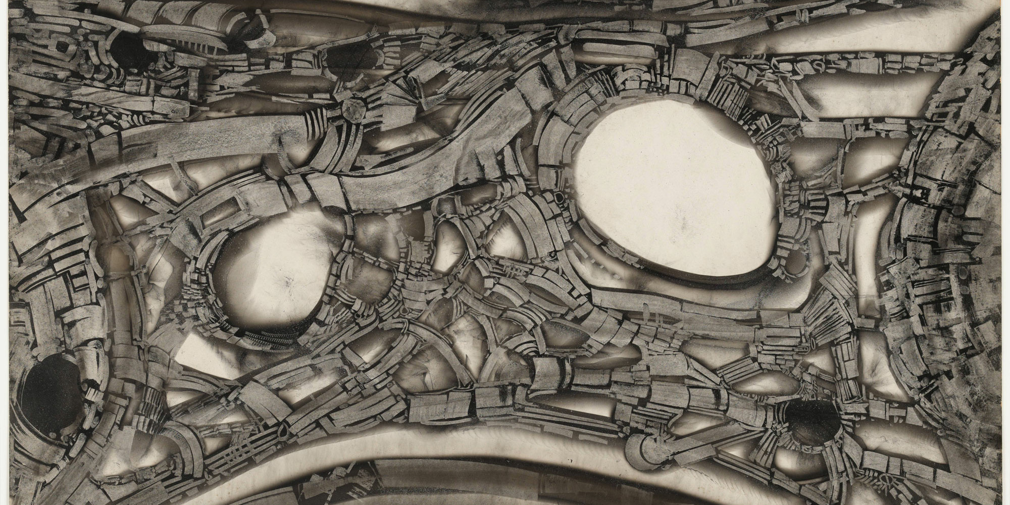 Lee Bontecou. Untitled. c. 1958. Soot on paperboard, 30 × 40" (76.2 × 101.6 cm). The Museum of Modern Art, New York. The Judith Rothschild Foundation Contemporary Drawings Collection Gift. © 2022 Lee Bontecou