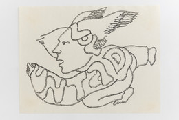 Cecilia Vicuña. Voluntad: untar de vuelo (Will Anoints the Flight) from the series AMAzone Palabrarmas. 1978. Ink and pencil on paper, sheet: 8 1/2 × 11&#34; (21.6 × 27.9 cm). Latin American and Caribbean Fund, Modern Women&#39;s Fund, gift of Agnes Gund, Amalia Amoedo, María Luisa Ferré Rangel (in honor of Cyril Meduña) and Juan Yarur Torres (in honor of Amalia Amoedo)