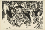 Ernst Ludwig Kirchner. Somersaulting Acrobatic Dancers (Sich überschlagende akrobatische Tänzerinnen). 1913. Woodcut. Comp.: 13 3/8 x 19 1/2&#34; (34 x 49.6 cm). The Museum of Modern Art, New York. General Print Fund and David S. Orentreich Fund