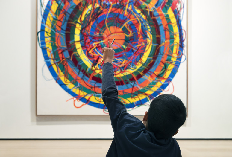 Looking at art during a Family Gallery Talk. Photo: Martin Seck