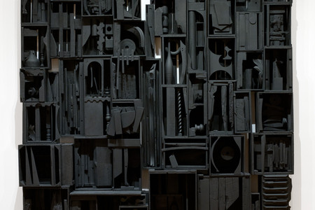 Louise Nevelson. Sky Cathedral. 1958. Painted wood, 11&#39; 3 1/2&#34; × 10&#39; 1/4&#34; × 18&#34; (343.9 × 305.4 × 45.7 cm). Gift of Mr. and Mrs. Ben Mildwoff. © 2023 Estate of Louise Nevelson/Artists Rights Society (ARS), New York