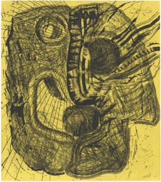 Charline von Heyl. Untitled from Black Sun: The Brief Transit and Violent Eclipse of Harry Crosby. 2013. One from a portfolio of eight etchings with drypoint, roulette, aquatint, and chine collé; plate: 7 13/16 × 6 7/8&#34; (19.9 × 17.4 cm); sheet: 16 15/16 × 15&#34; (43 × 38.1 cm). Publisher: Edition Jacob Samuel, Santa Monica. Printer: Edition Jacob Samuel, Santa Monica. Edition: 10. The Museum of Modern Art, New York. Acquired through the generosity of John Baldessari, Catie and Donald Marron, and Mary M. and Sash A. Spencer. © 2022 Charline von Heyl