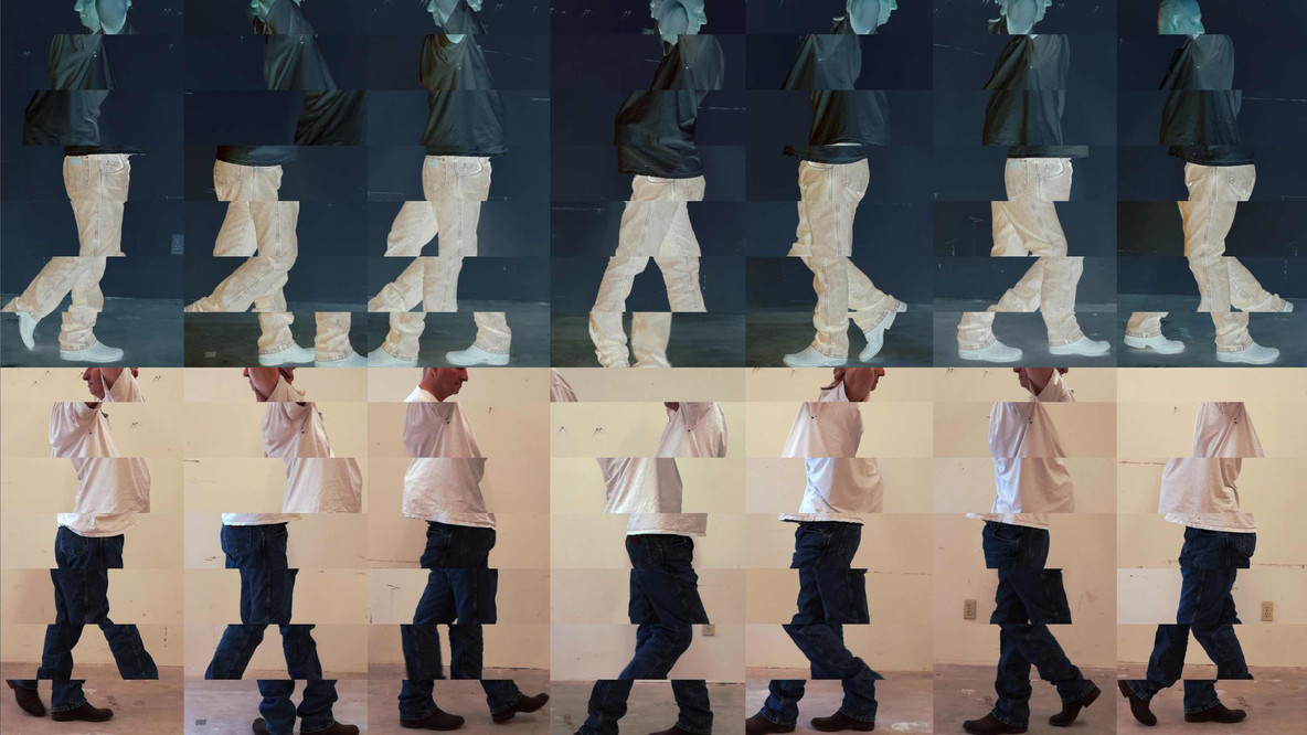 Bruce Nauman. Contrapposto Studies, i through vii. 2015/2016. Seven-channel video (color, sound). Jointly owned by The Museum of Modern Art, New York, acquired in part through the generosity of Agnes Gund and Jo Carole and Ronald S. Lauder; and Emanuel Hoffmann Foundation, gift of the president 2017, on permanent loan to Öffentliche Kunstsammlung Basel.