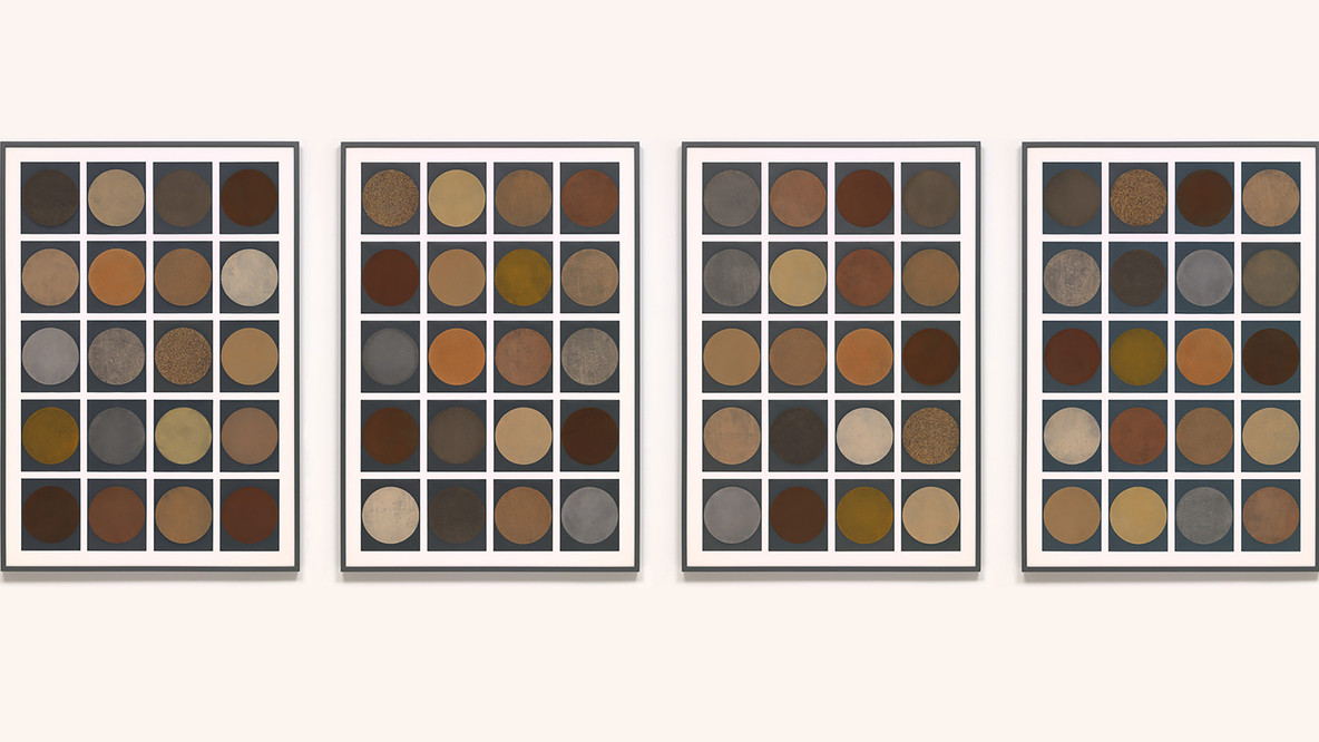 Haegue Yang. Spice Moons. 2013. Series of 160 spices and herbs printed on sandpaper, mounted on eight panels, each (approx.): 60 × 48&#34; (152.4 × 121.9 cm). Acquired through the generosity of the Contemporary Arts Council of The Museum of Modern Art and the Committee on Prints and Illustrated Books Fund