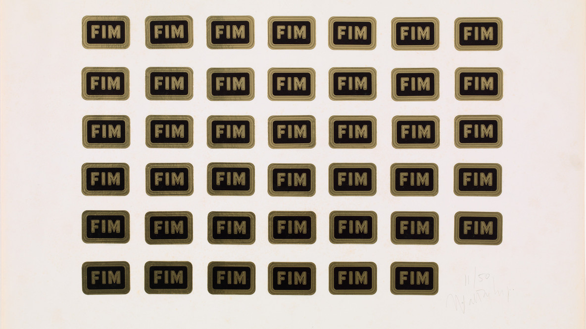 Waltercio Caldas. End (Fim). 1973. Stickers on photo paper, (irreg.) composition 12 1/2 × 18 3/4&#34; (31.8 × 47.7 cm); sheet 18 7/8 × 26&#34; (47 x 66 cm). Gift of Luiz Buarque de Hollanda