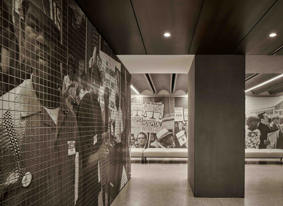 Adjaye Associates. 1199SEIU United Healthcare Workers East. 2018-20. Interior view from one of the upper levels.