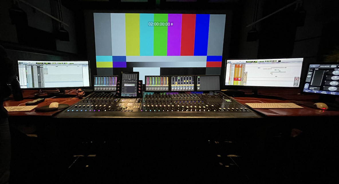 The sound board at Splendor Omnia postproduction studios