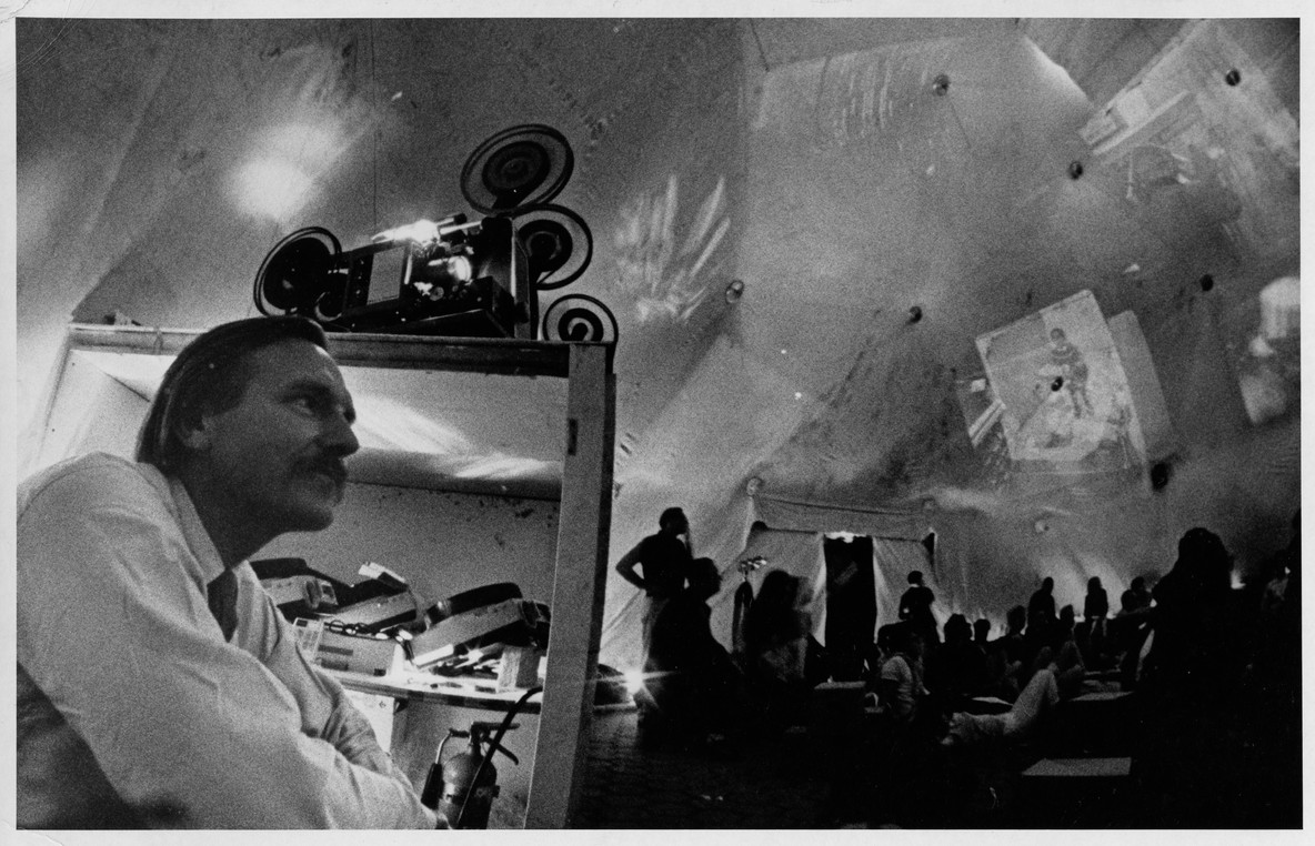 VanDerBeek in Movie-Drome at Design-In, Central Park, 1967