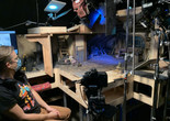 Animator Jan Maas on the set of Guillermo del Toro&#39;s Pinocchio, November 2021. Courtesy of Netflix