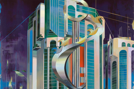 Cui Jie. Salam Tower, Doha. 2020. Acrylic on canvas, 78 3/4 × 63&#34; (200 × 160 cm). The Museum of Modern Art, New York. Fund for the Twenty-First Century, 2021. © 2023 Cui Jie. Photo: Jonathan Muzikar