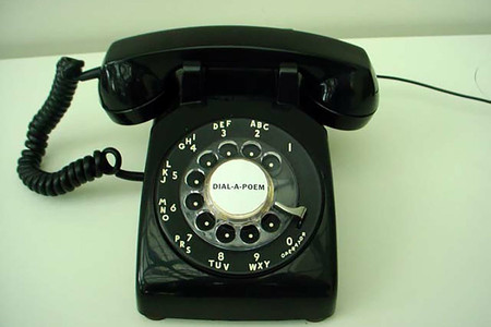 John Giorno. Dial-A-Poem. 1968/2012. Recordings of 200 poems by 80 poets, four telephones; original answering machine, telephone, reel-to-reel tape recorders, and microphone; printed and handwritten ephemera, dimensions variable. Acquired through the generosity of the International Council of The Museum of Modern Art in honor of Kynaston McShine. © 2023 John Giorno