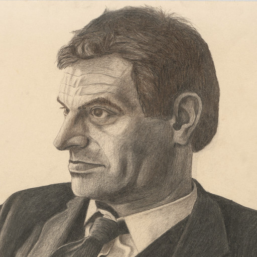Robert De Boeck. Untitled (Portrait of Marcel Broodthaers). 1976. Pencil and colored pencil on paper, 26 × 19 7/8&#34; (66 × 50.5 cm). Partial gift of the Daled Collection and partial purchase through the generosity of Maja Oeri and Hans Bodenmann, Sue and Edgar Wachenheim III, Agnes Gund, Marlene Hess and James D. Zirin, Marie-Josée and Henry R. Kravis, and Jerry I. Speyer and Katherine G. Farley