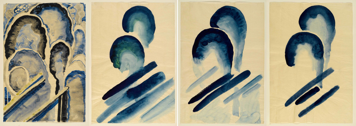From left: Georgia O’Keeffe. Blue #1; Blue #2; Blue #3; Blue #4. All 1916