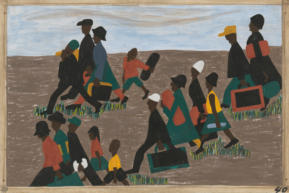 Jacob Lawrence. The migrants arrived in great numbers (panel 40 of 60). 1940–41