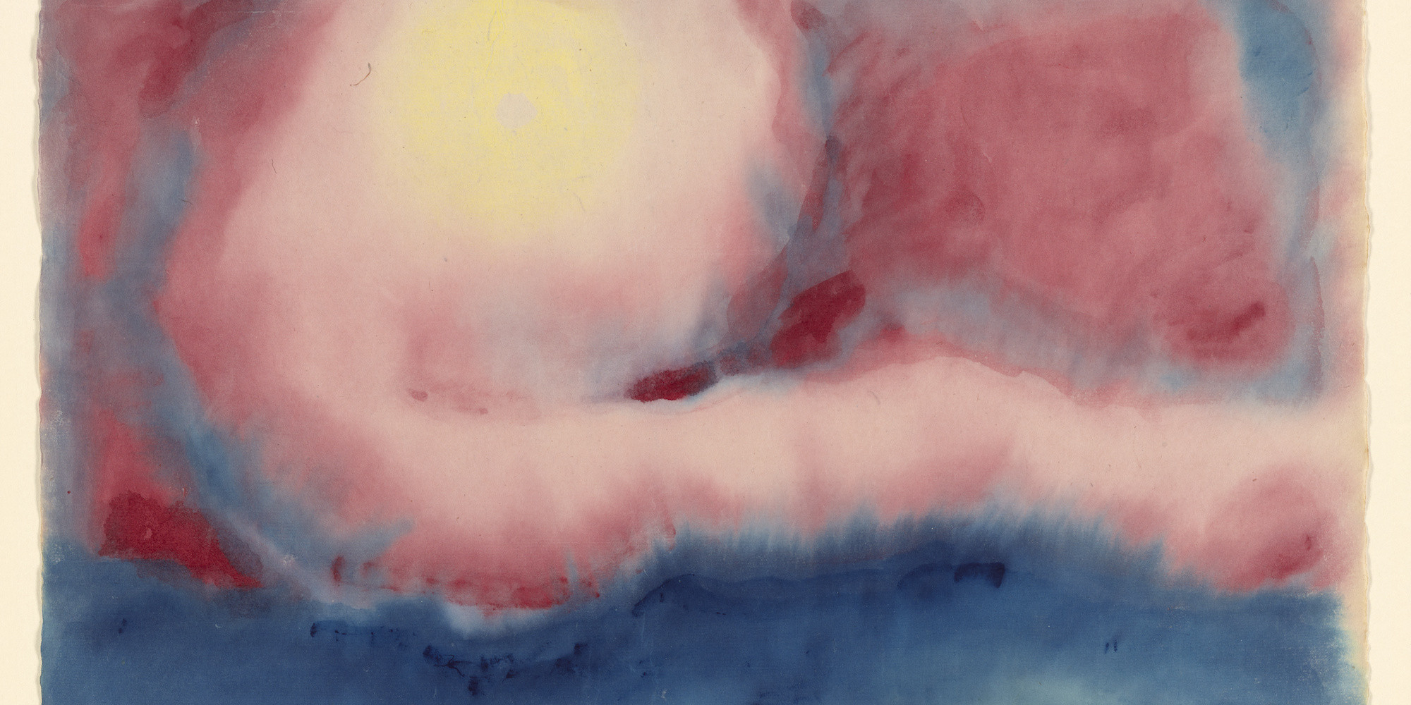 Georgia O’Keeffe. Evening Star. 1917. Watercolor on paper, 13 3/8 × 17 11/16" (34 × 45 cm). Yale University Art Gallery, New Haven, Connecticut. The John Hill Morgan, B.A. 1893, LL.B. 1896, M.A. (Hon.) 1929, Fund, the Leonard C. Hanna, Jr., Class of 1913, Fund, and Gifts of Friends in Honor of Theodore E. Stebbins, Jr., B.A. © 2023 Georgia O’Keeffe Museum/Artists Rights Society (ARS), New York