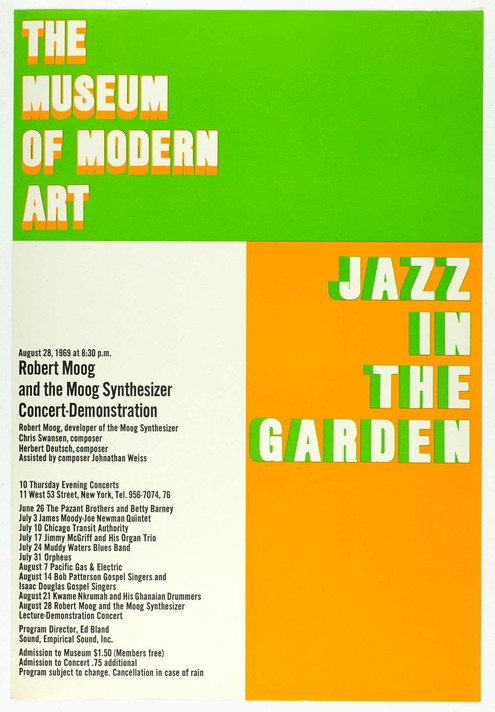 Program for Robert Moog and the Moog Synthesizer Concert-Demonstration, part of the Jazz in the Garden series, August 28, 1969