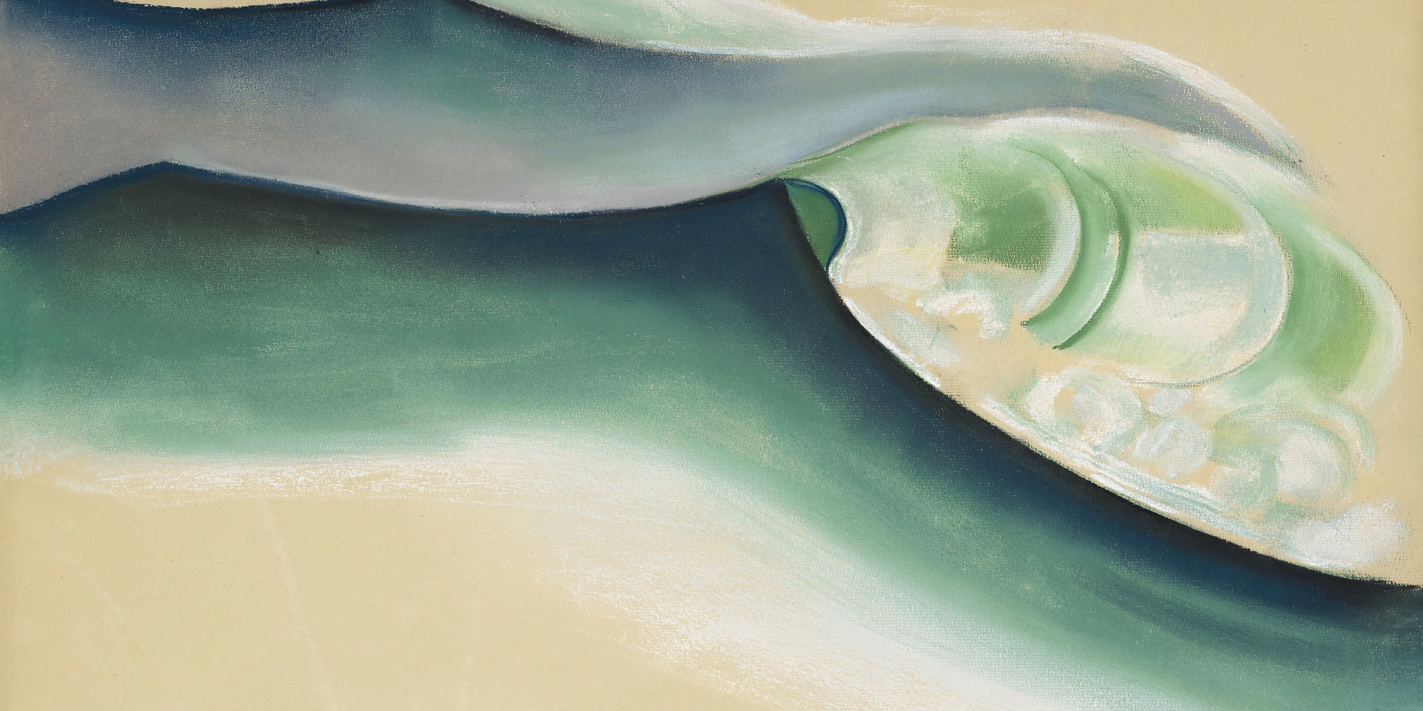 Georgia O’Keeffe. Wave. 1922. Pastel on paper, 19 × 25&#34; (48.3 × 63.5 cm). Peterson Family Collection. © 2023 Georgia O’Keeffe Museum/Artists Rights Society (ARS), New York