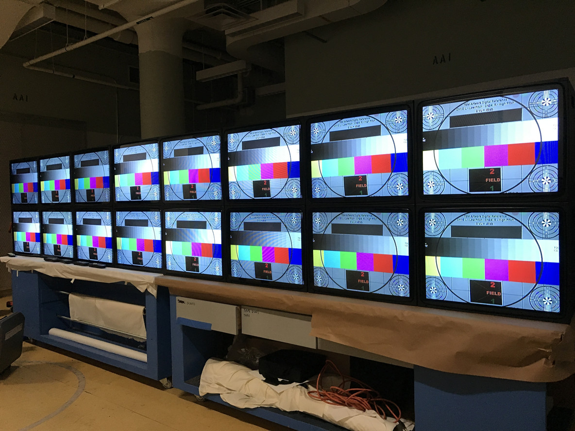 To ensure uniformity of color and brightness, which is critical to *Dumping Core*’s presentation, media conservators calibrated each cathode-ray tube (CRT) individually and collectively.