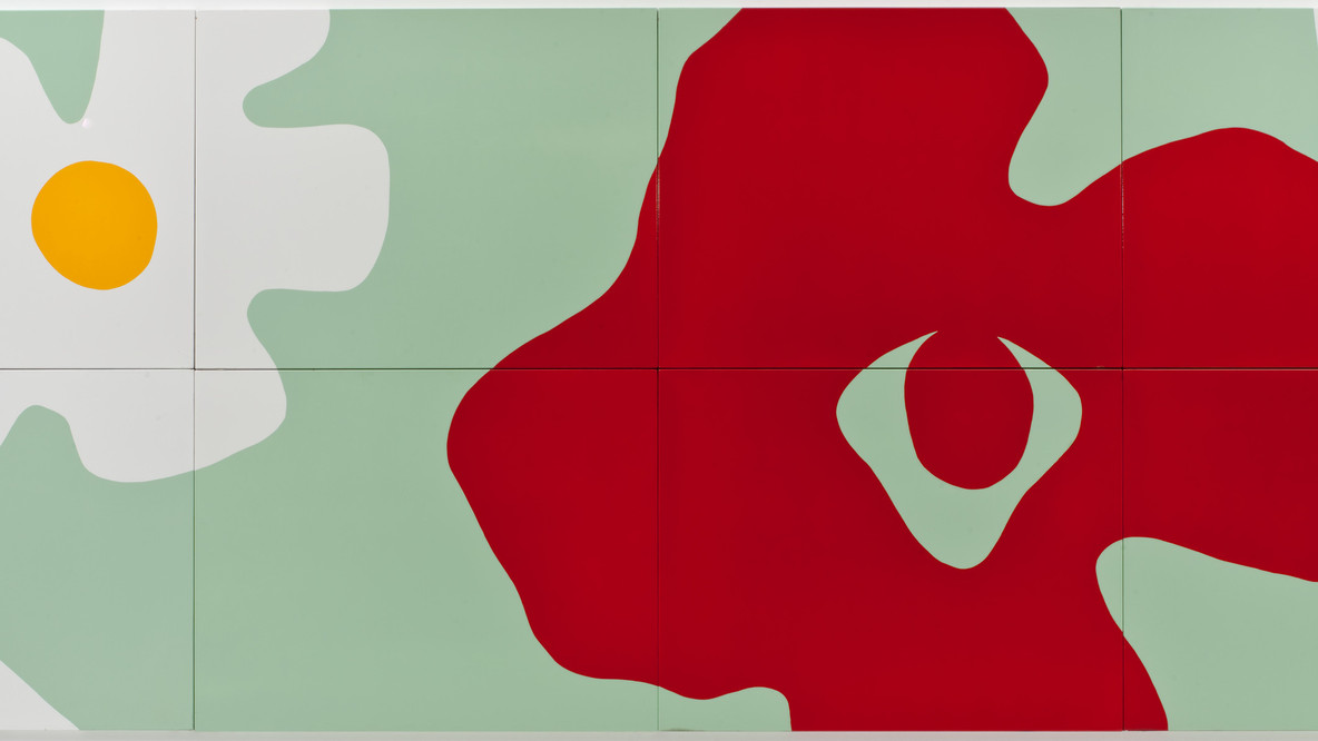 Venturi and Rauch, Robert Venturi, John Rauch, Denise Scott Brown. Façade Panels from Best Products Showroom, Langhorne, Pennsylvania. 1973-79. Porcelain-enameled steel, 92 x 235 3/4 x 1 3/4&#34; (233.7 x 598.8 x 4.4 cm). Gift of Carlin McLaughlin, Nalin Patel, Rajnikant Shah and Gregory Zollner