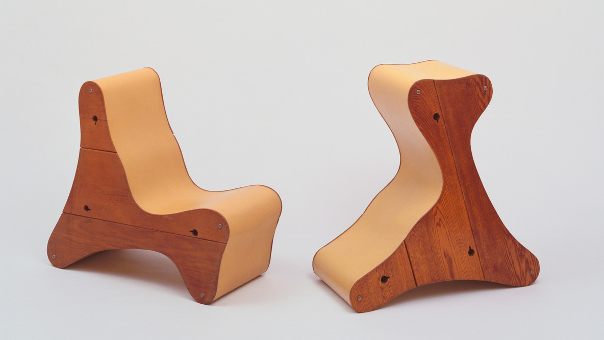 Frederick Kiesler. Multi-use Rocker Prototype. 1942. Oak and linoleum, 29 x 15 3/4 x 32 3/4&#34; (73.7 x 40 x 83.2 cm). Edgar Kaufmann, Jr. Purchase Fund