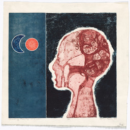 Betye Saar. Phrenology Man Digs Sol y Luna. 1966