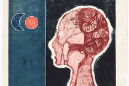 Betye Saar. Phrenology Man Digs Sol y Luna. 1966