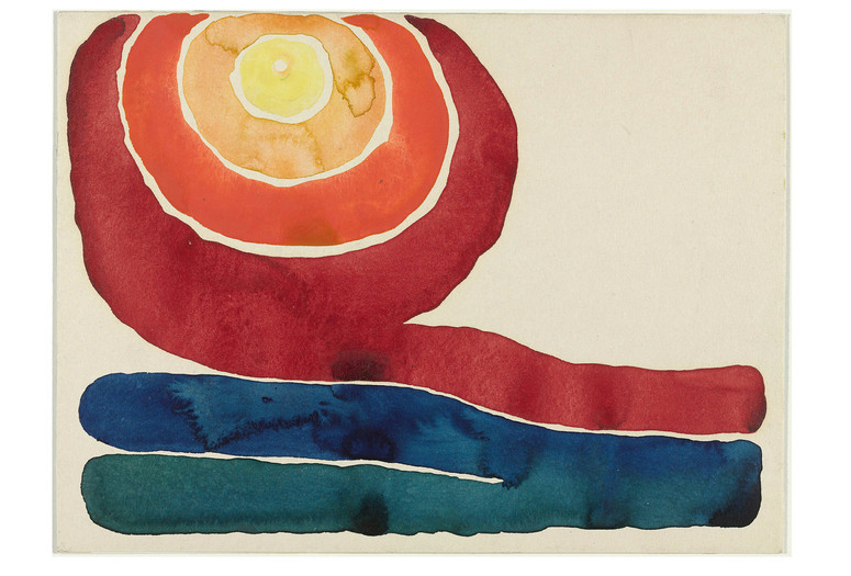 Georgia O’Keeffe. Evening Star No. III. 1917. Watercolor on paper mounted on board. The Museum of Modern Art, New York. Mr. and Mrs. Donald B. Straus Fund, 1958. © 2023 Georgia O’Keeffe Museum/Artists Rights Society (ARS), New York