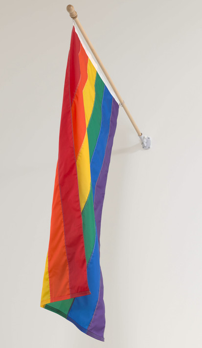 The Rainbow Flag hanging in MoMA’s galleries
