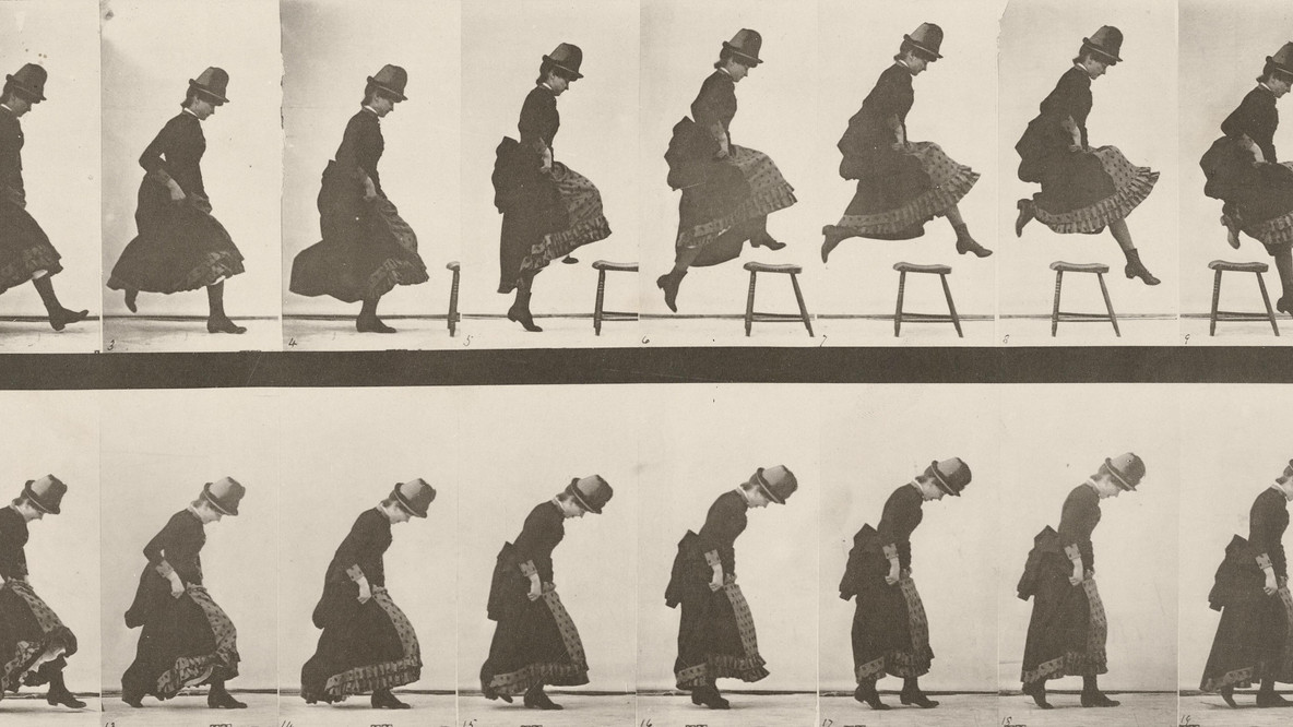 Eadweard J. Muybridge. Woman Jumping, Running Straight High Jump: Plate 156 from Animal. Locomotion (1887). 1884–86. Collotype, 7 3/16 × 16 7/8&#34; (18.3 × 42.9 cm). The Museum of Modern Art, New York. Gift of the Philadelphia Commercial Museum