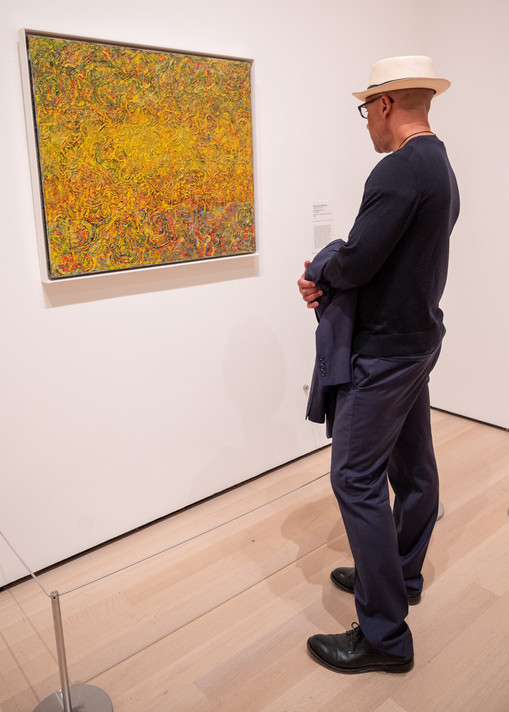 Brent Hayes Edwards at MoMA with Beauford Delaney’s Composition 16 (1954–56)