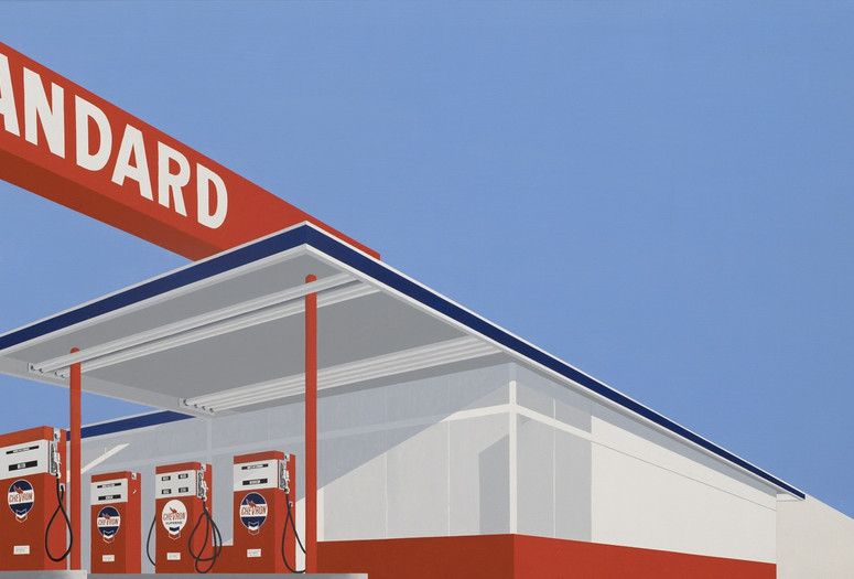 Ed Ruscha. Standard Station, Ten-Cent Western Being Torn in Half. 1964. Oil on canvas. Private Collection, Fort Worth. © Edward Ruscha. Photo © Evie Marie Bishop, courtesy of the Modern Art Museum of Fort Worth