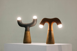 Adhi Nugraha. Cow Dung Lamps. 2021. Processed cow dung, PVA glue, and electronics. The Museum of Modern Art, New York. Committee on Architecture and Design Funds. Photo: Studio Periphery