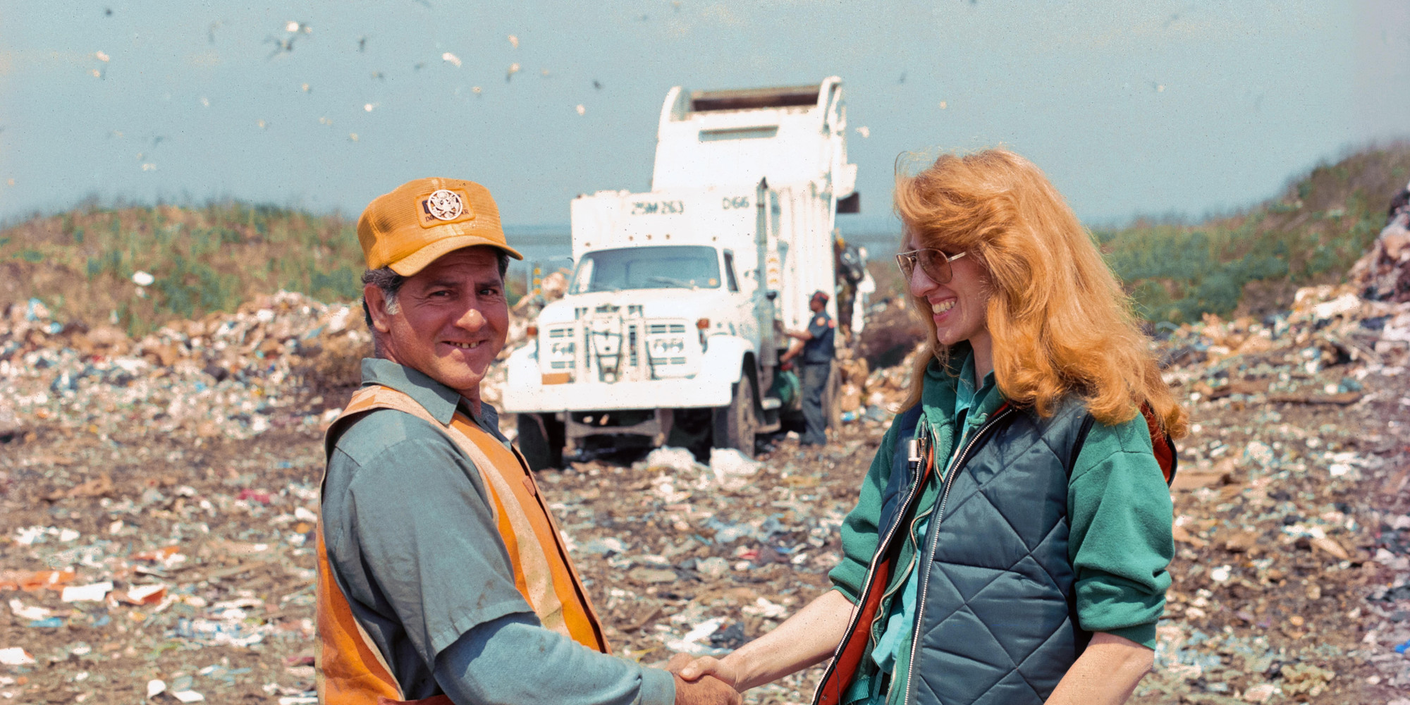 Mierle Laderman Ukeles. Touch Sanitation. July 24, 1979–June 26, 1980. Citywide performance with 8,500 Sanitation workers across all 59 New York City Sanitation districts. Image from May 15, 1980, Sweep 10, Queens District 14. Photo: Vincent Russo. © Mierle Laderman Ukeles. Courtesy the artist and Ronald Feldman Gallery, New York