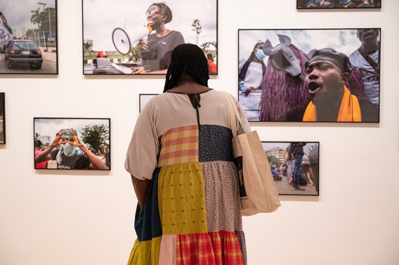 Zeba Blay with Yagazie Emezi’s untitled works in New Photography 2023