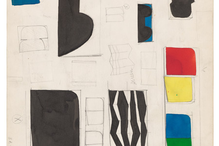 Ellsworth Kelly. Sketchbook #26, New York City. 1954–56. Page from a spiral-bound notebook with pencil, ink, colored ink, and ball point pen on paper, 14 1/8 × 10 7/8 × 1/2&#34; (35.9 × 27.6 × 1.3 cm). Gift of Jack Shear, 2020