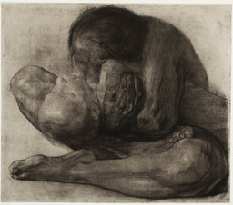 Käthe Kollwitz. Woman with Dead Child (Frau mit totem Kind). 1903. Etching with chine collé, composition: 16 1/4 × 18 9/16&#34; (41.2 × 47.1 cm); sheet: 21 7/16 × 27 11/16&#34; (54.5 × 70.3 cm). Publisher: unpublished. Printer: Otto Felsing, Berlin. Edition: one of eight known proofs (printed in 1903), before the edition of 50 (published in 1918). The Museum of Modern Art, New York. Acquired through the generosity of the Contemporary Drawing and Print Associates. © 2023 Artists Rights Society (ARS), New York/VG Bild-Kunst, Bonn