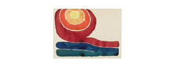 Georgia O’Keeffe. Evening Star No. III. 1917. Watercolor on paper mounted on board, 8 7/8 × 11 7/8&#34; (22.7 × 30.4 cm). Mr. and Mrs. Donald B. Straus Fund. © 2023 Georgia O’Keeffe Museum/Artists Rights Society (ARS), New York