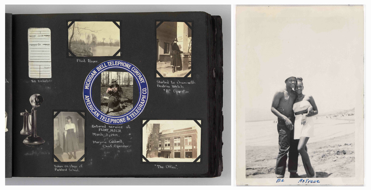 From left: Blanche Parker. The Story of My Life and Friends as Told by Snapshots from Fourteen On. 1916–23; Unidentified photographer. Untitled. c. 1945