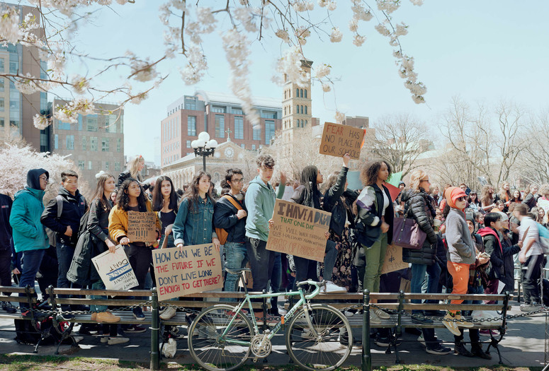 An-My Lê. High School Students Protesting Gun Violence, Washington Square Park, New York City, from the series Silent General. 2018. Inkjet print. Courtesy of the artist. © 2023 An-My Lê