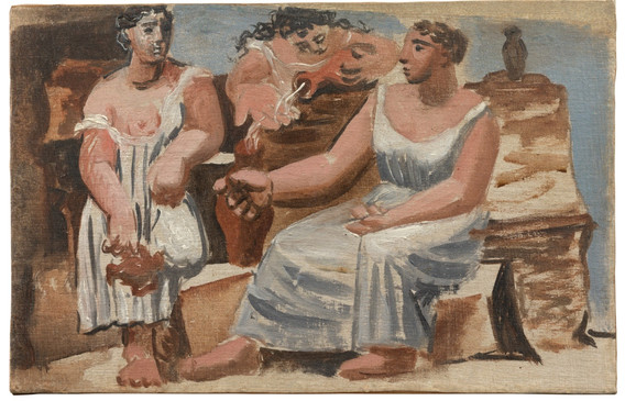 Pablo Picasso. Three Women at the Spring. [Fontainebleau], 1921. Oil on canvas, 8 3/4 × 13 1/2&#34; (22.3 × 34.3 cm). Nahmad Collection. Photo: Annik Wetter. © 2023 Estate of Pablo Picasso/Artists Rights Society (ARS), New York