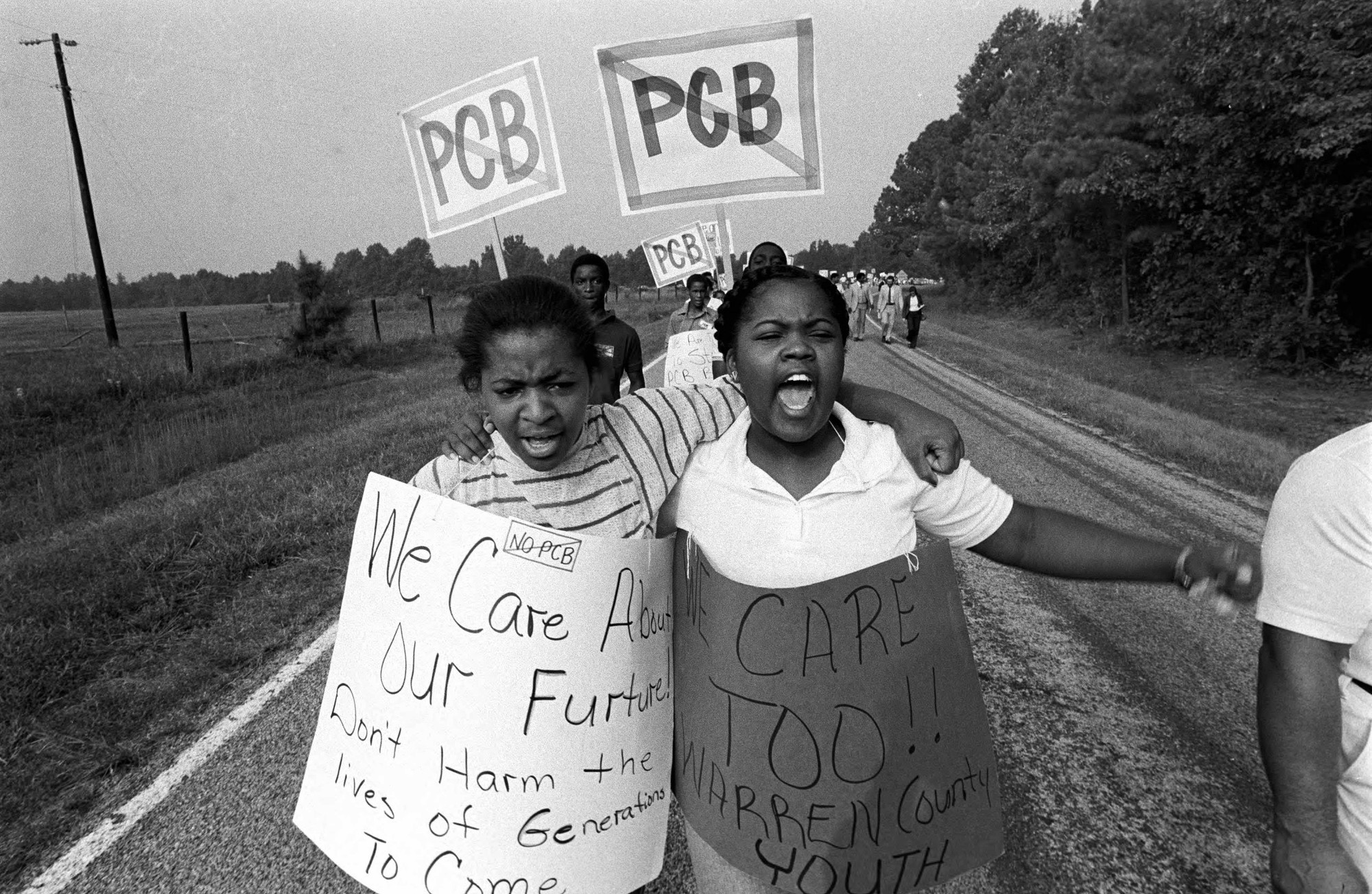 Wanda Andrews Saunders and Consherto Williams participating in a PCB landfill protest in Afton, Warren County, North Carolina. 1982. University of North Carolina at Chapel Hill. Wilson Special Collections Library. Jerome Friar Photographic Collection and Related Materials. Photo: Jerome Friar