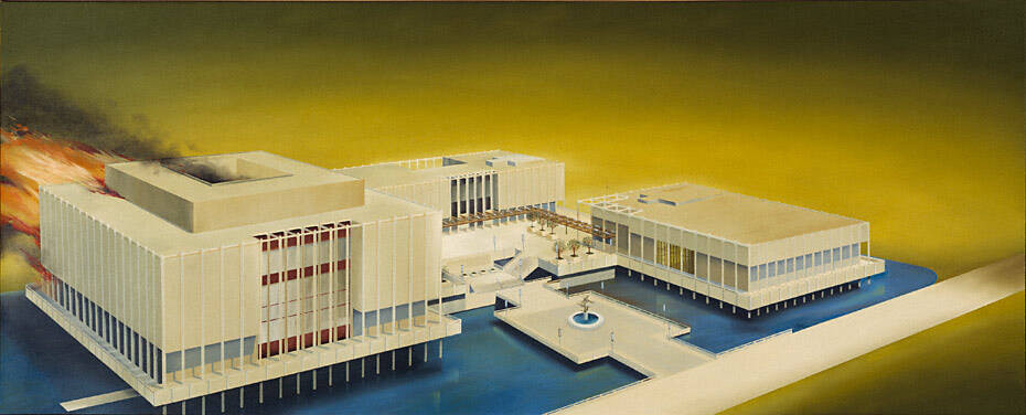 Edward Ruscha. Los Angeles County Museum of Art on Fire. 1965–68