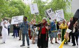 Photo: Manuel Molina Martagon. ©️ 2023 The Museum of Modern Art, New York Image description: A group of older adults are gathered outside in MoMA’s Sculpture Garden with a marching band. The crowd wears colorful clothing and hold signs that read, “Aging and Raging!” and “Grow Up! Everyone Grows Old!”