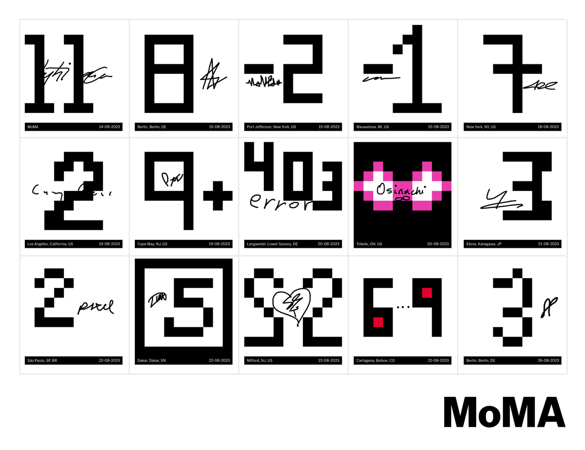 Operator. Puce-Radial-Etching. 2023. Prompt: “Number of hearts you’ve broken (romantic love or not). Black pixels, white background, numeric characters only.”