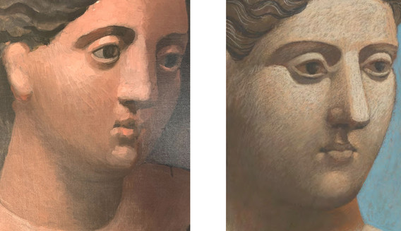 From left: Detail of Three Women at the Spring (The Museum of Modern Art, New York); Detail of Head of a Woman (The Metropolitan Museum of Art, New York)