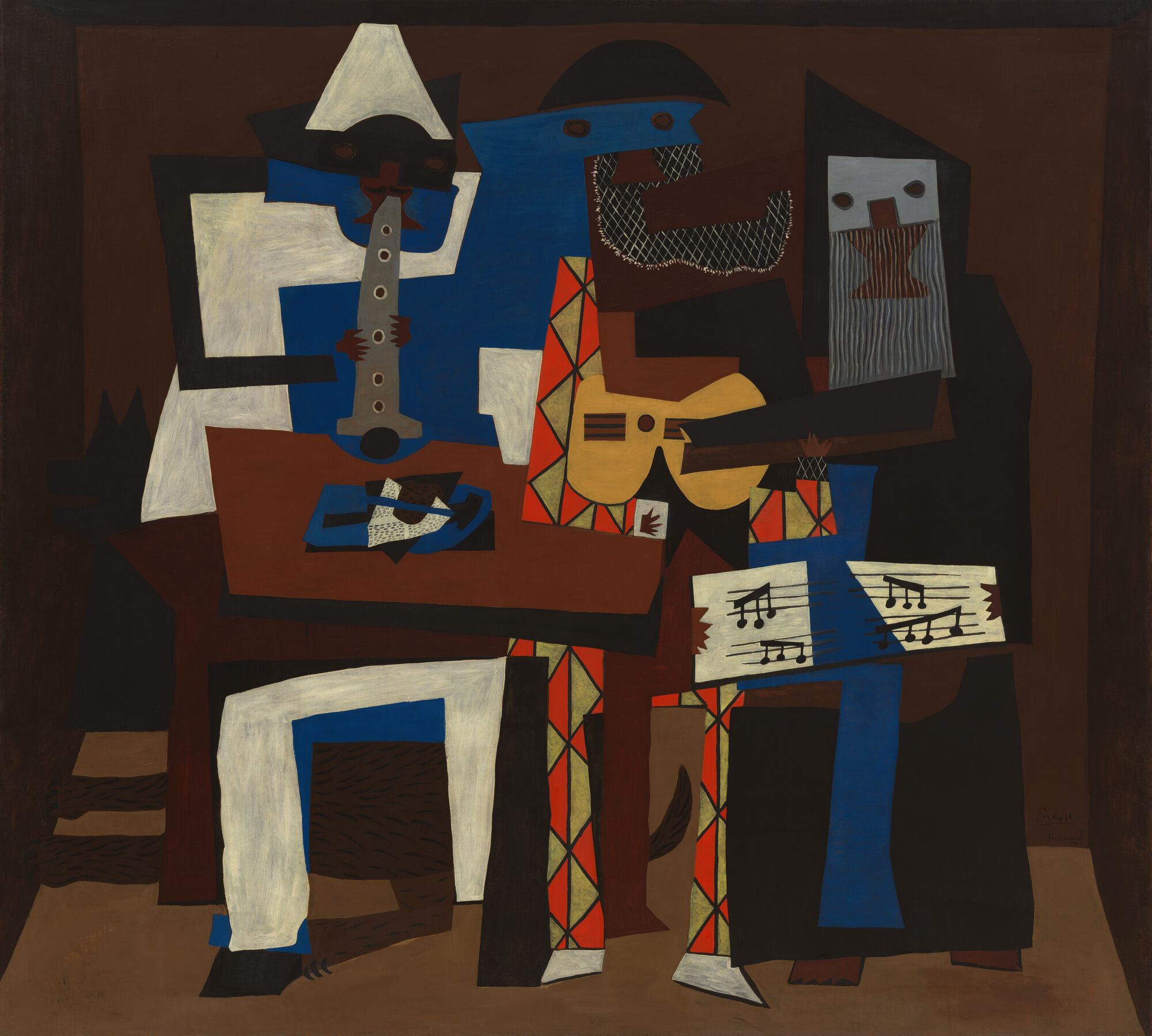 Verbal Description: *Three Musicians*